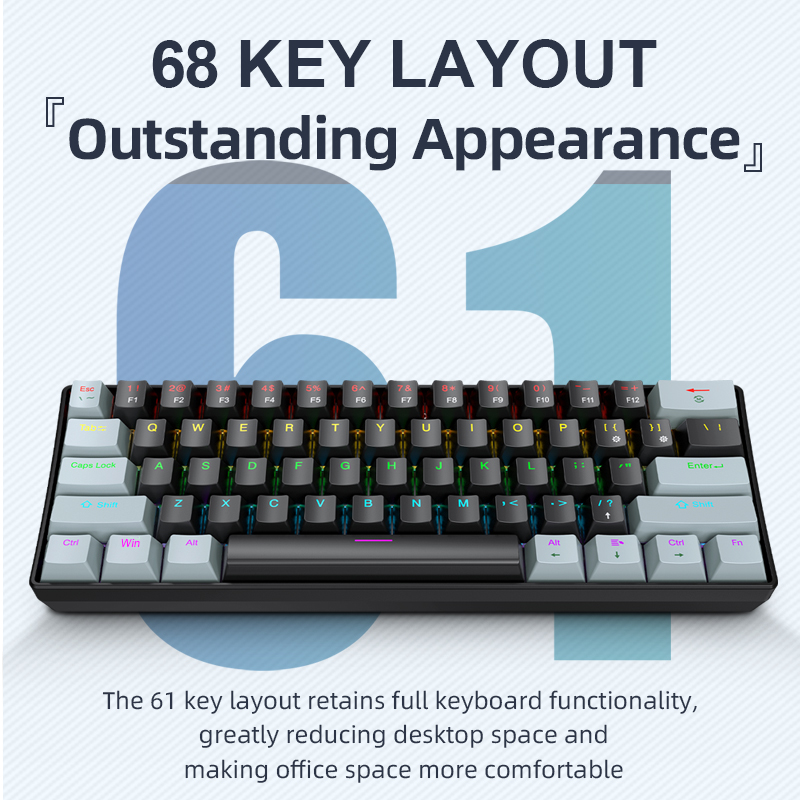 Gaming Keyboard No Rgb - APAYADO K61 Keyboard Mekanis Mini, Berkabel,