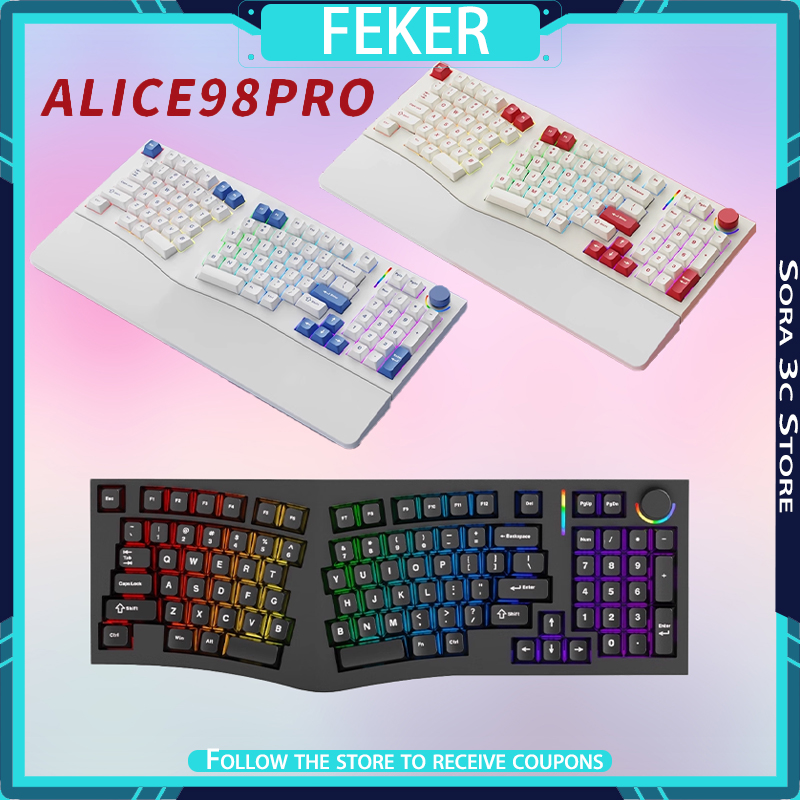 Gaming Keyboard Hot Swappable - Keyboard Mekanik FEKER Alice98pro Alien Ergonomis