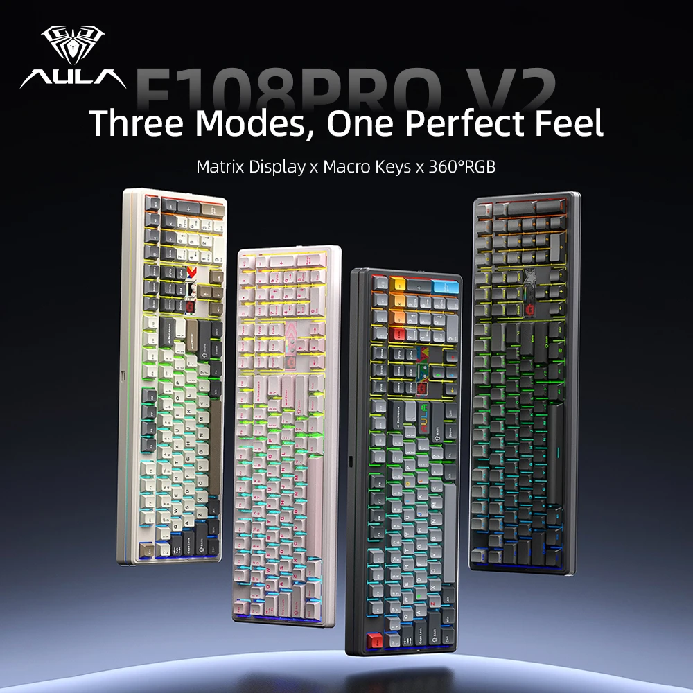 Gaming Keyboard Hot Swappable - AULA F108 Pro V2 Keyboard Mekanik